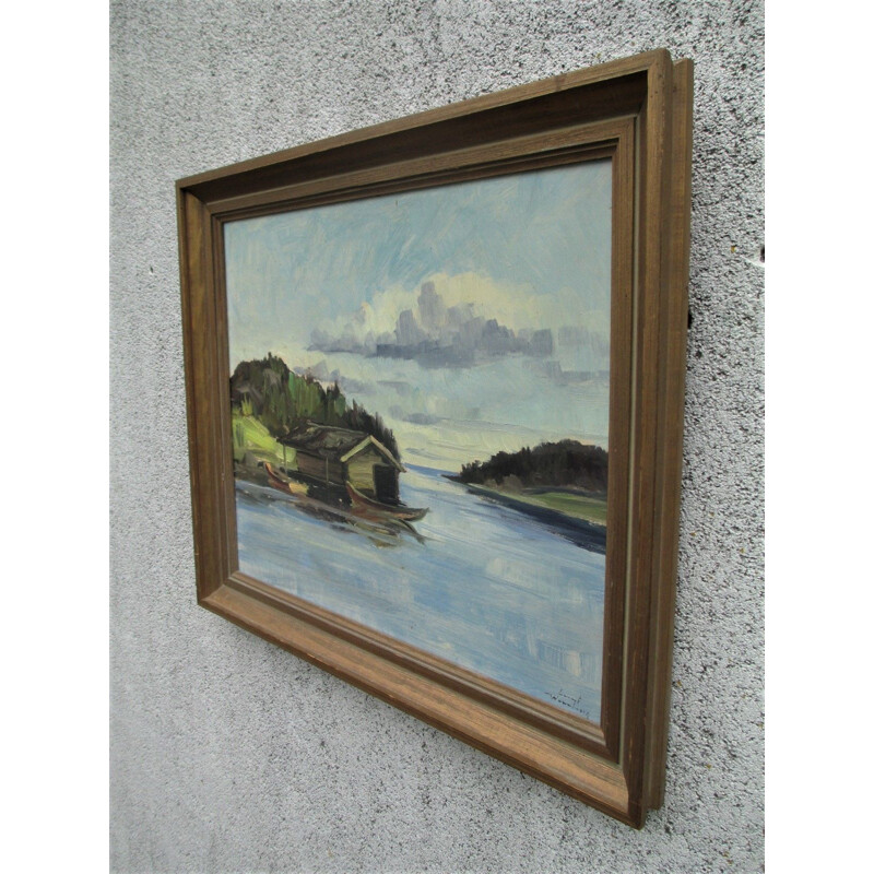 Vintage oil painting, Sweden 1970