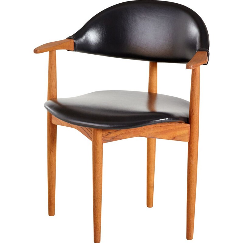 Vintage Deense teakhouten fauteuil in de vorm van een koehoorn door H. Vestervig Eriksen voor Tromborg, 1960