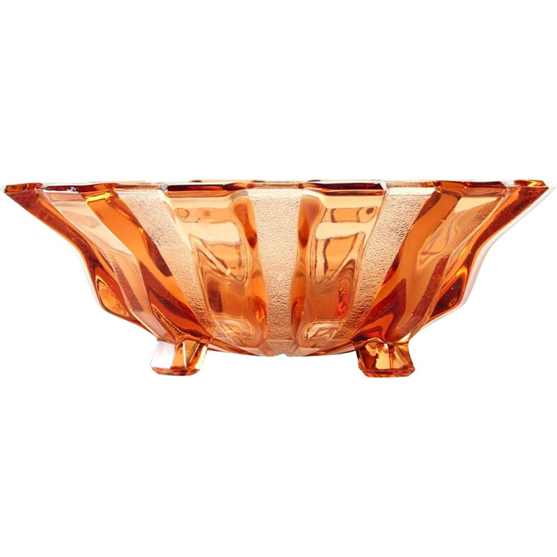 Vintage Inwald glass bowl for Hermanova Hut, Czechoslovakia 1950