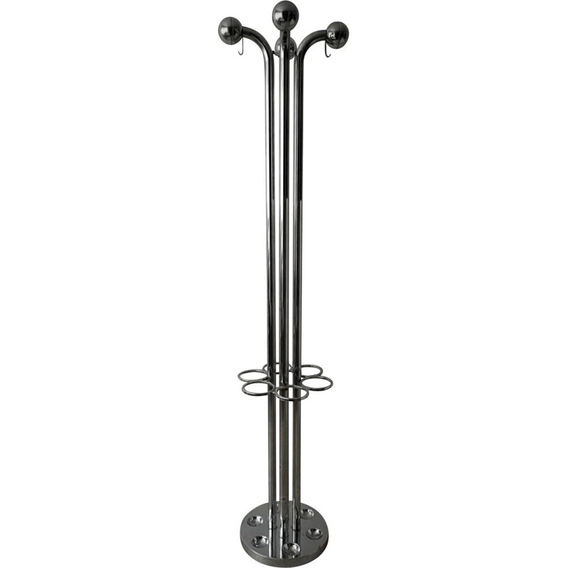 Italian vintage coat rack in chromed metal, 1970