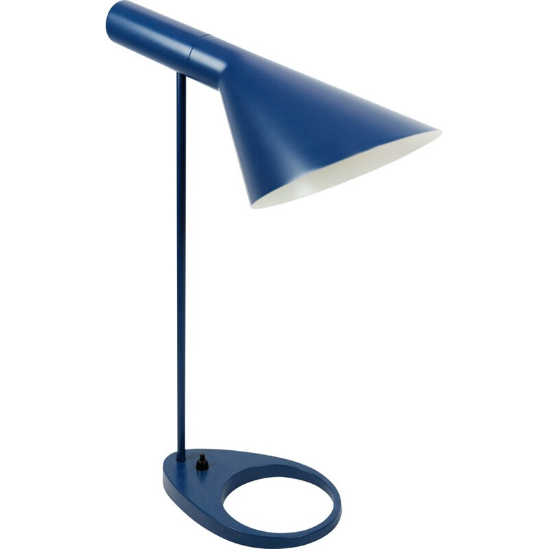 Dark blue vintage table lamp by Arne Jacobsen for Louis Poulsen