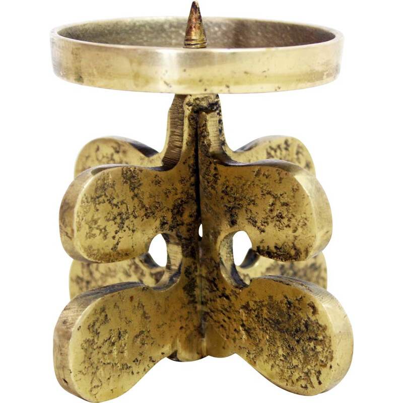 Vintage Brutalist bronze candlestick by Guiseppe Gallo, 1960