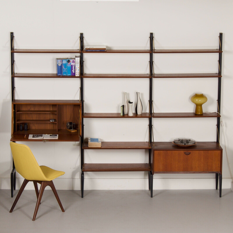 Teak vintage wall unit by Louis van Teeffelen for Wébé, 1960s