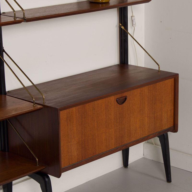 Teak vintage wall unit by Louis van Teeffelen for Wébé, 1960s