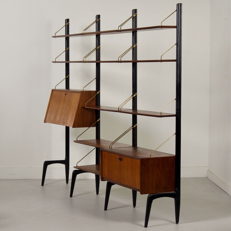 Teak vintage wall unit by Louis van Teeffelen for Wébé, 1960s