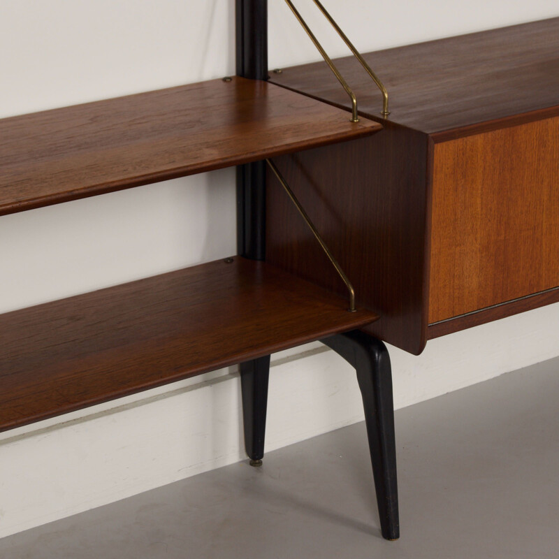 Teak vintage wall unit by Louis van Teeffelen for Wébé, 1960s