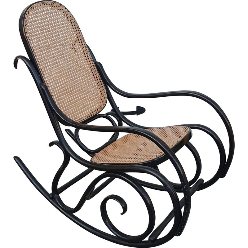 Chaise à bascule vintage en bois courbé de Mickael Thonet