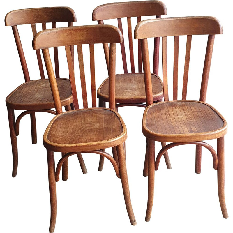 Set of 4 vintage bistro chairs by Fischer, 1930