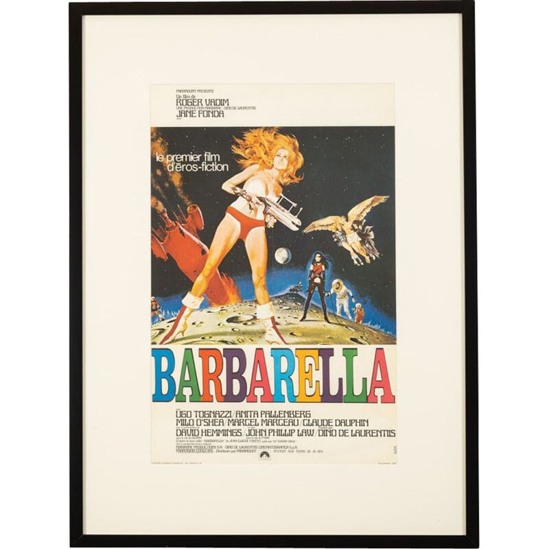 Cartel antiguo de la película "Barbarella" de Roger Vadim, Francia 1960
