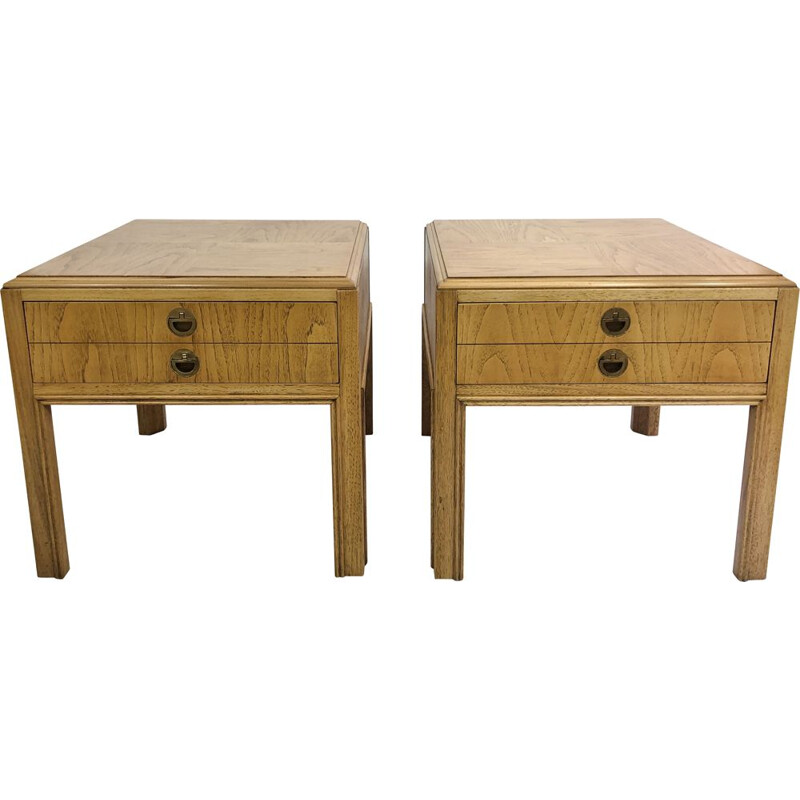 Pair of vintage Drexel walnut night stands, 1960s