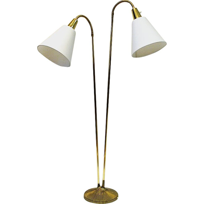 Swedish vintage brass floor lamp mod E771 by Sonja Katzin for Asea, 1950s