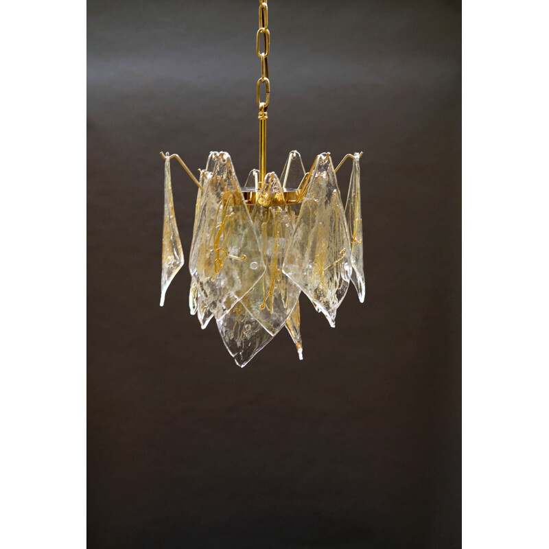 Vintage Italian Murano glass and brass chandelier, 1960s