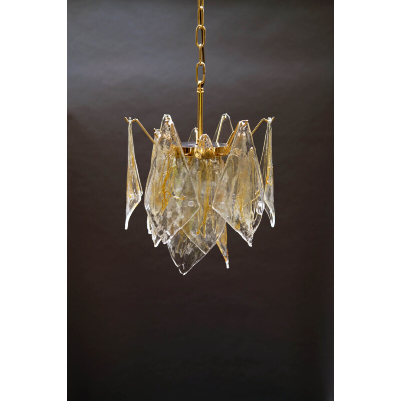 Vintage Italian Murano glass and brass chandelier, 1960s