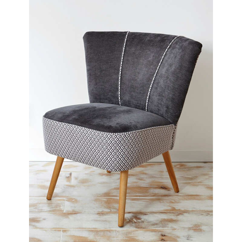 Cocktail grey armchair in beech wood - 1950
