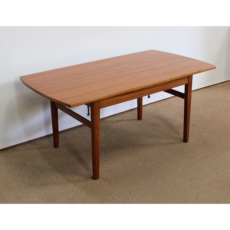 Scandinavian vintage Sesam system table in teak by Folke Ohlsson for Tingströms, 1960