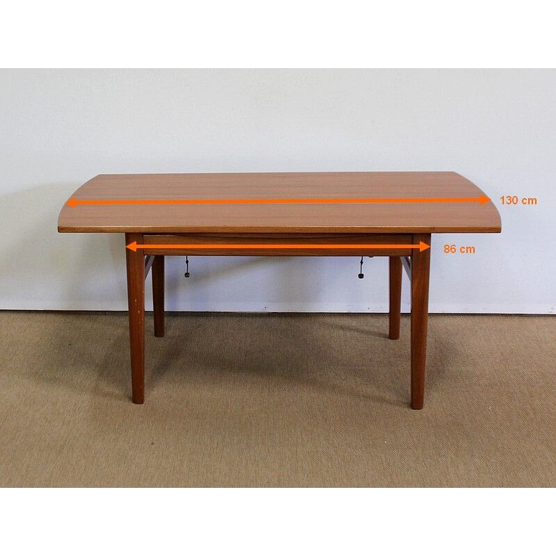 Scandinavian vintage Sesam system table in teak by Folke Ohlsson for Tingströms, 1960