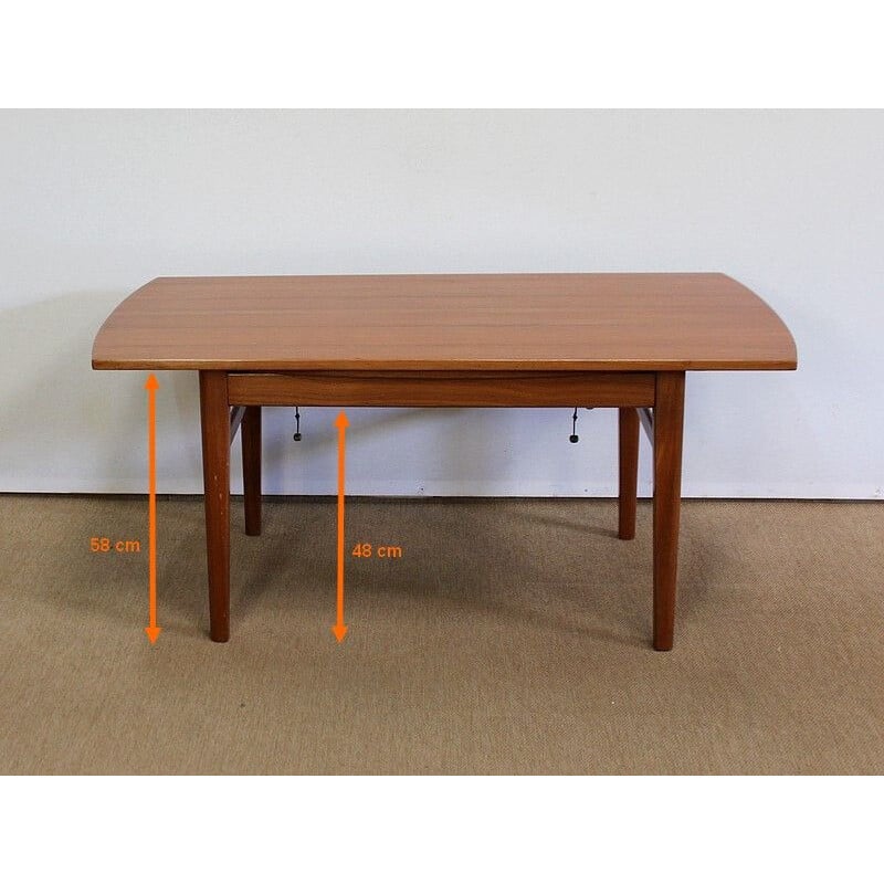 Scandinavian vintage Sesam system table in teak by Folke Ohlsson for Tingströms, 1960