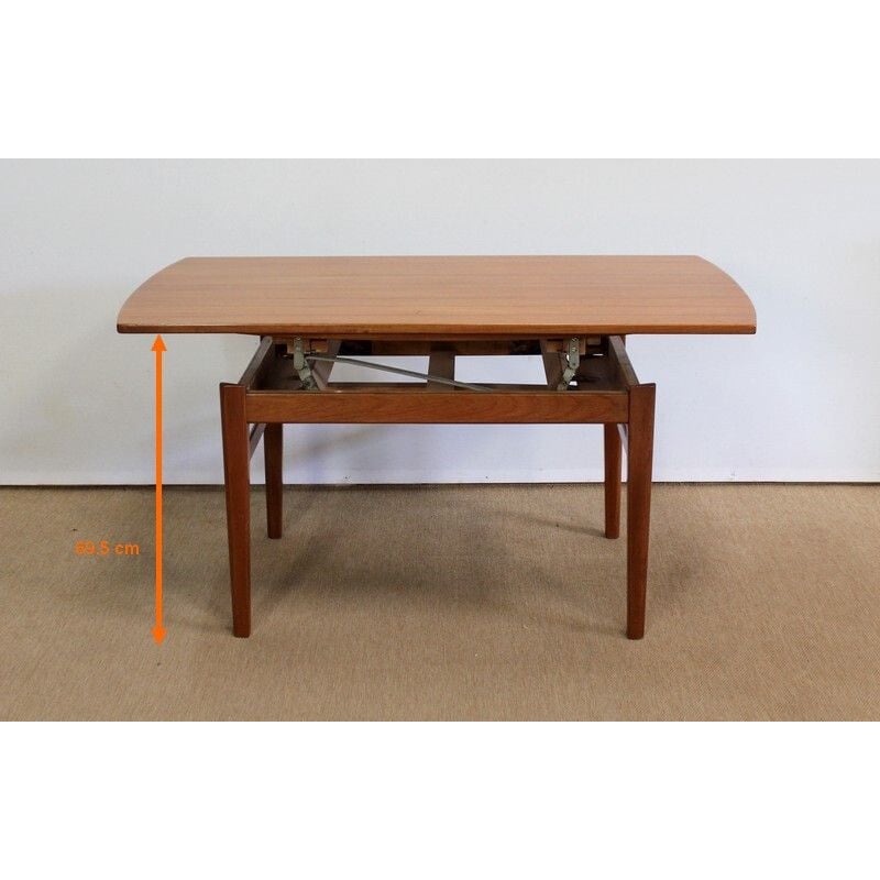 Scandinavian vintage Sesam system table in teak by Folke Ohlsson for Tingströms, 1960