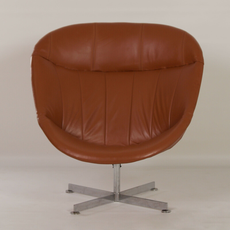 Fauteuil pivotant vintage Modello en cuir de Rudolf Wolf pour Rohé Noordwolde, 1960