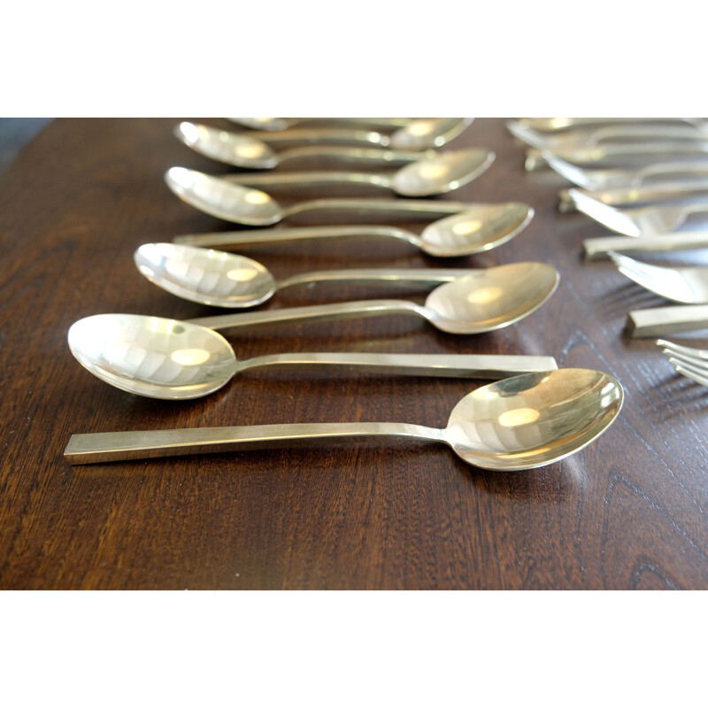 Series of vintage bronze flatware by Sigvard Bernadotte for Scanline, 1950