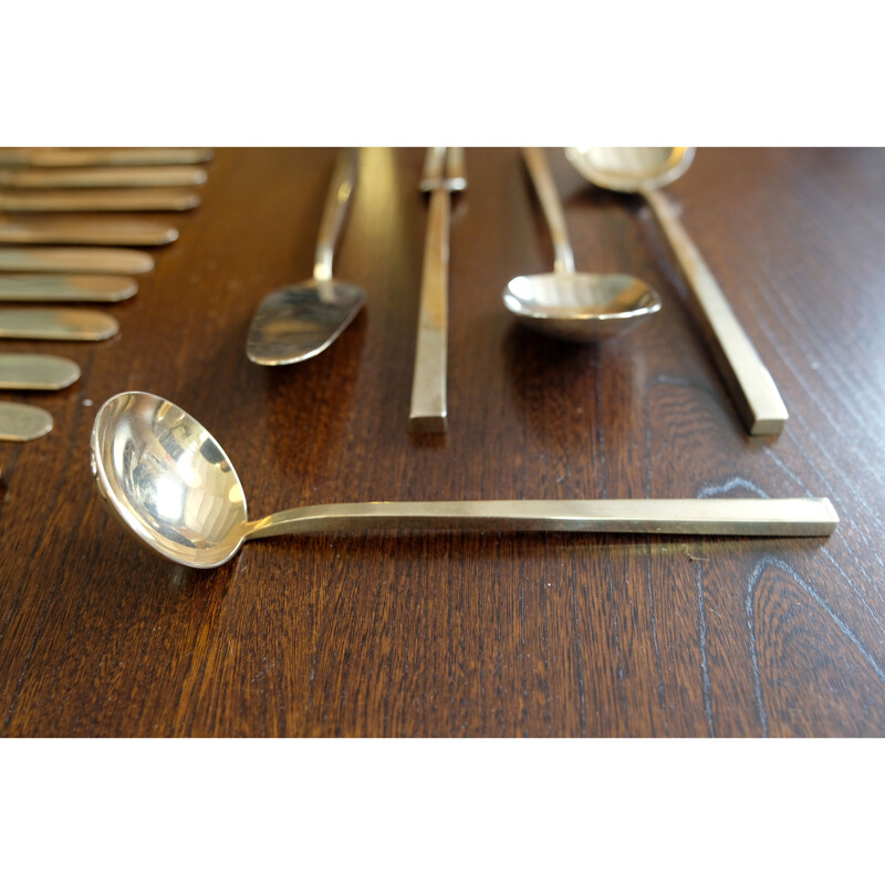 Series of vintage bronze flatware by Sigvard Bernadotte for Scanline, 1950