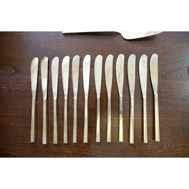 Lot of 41 pieces of vintage bronze flatware by Sigvard Bernadotte for Scanline, 1950