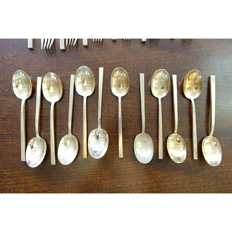 Lot of 41 pieces of vintage bronze flatware by Sigvard Bernadotte for Scanline, 1950