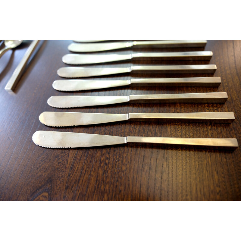 Lot of 41 pieces of vintage bronze flatware by Sigvard Bernadotte for Scanline, 1950