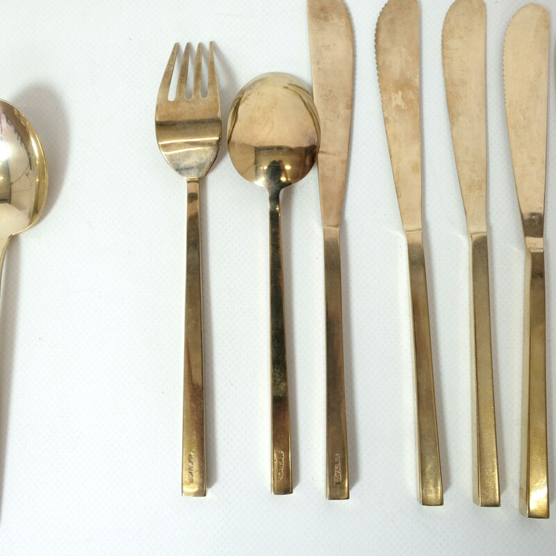 Lot of 41 pieces by bronze flatware for of Scanline, 1950 Sigvard Bernadotte vintage