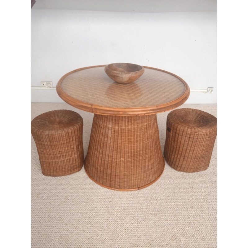 Vintage rattan dining set