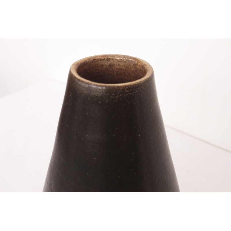 Vase vintage en céramique brun, Suède 1960