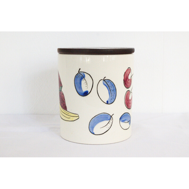 Mid century ceramics lidded box with fruit motifs by Limburg Dom, 1960s