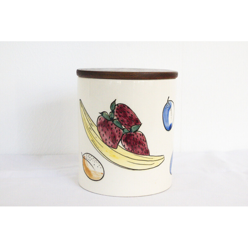 Boîte à couvercle vintage en céramique avec des motifs de fruits par Limburg Dom, 1960