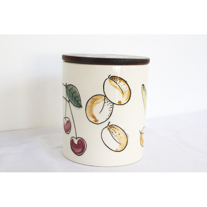 Boîte à couvercle vintage en céramique avec des motifs de fruits par Limburg Dom, 1960
