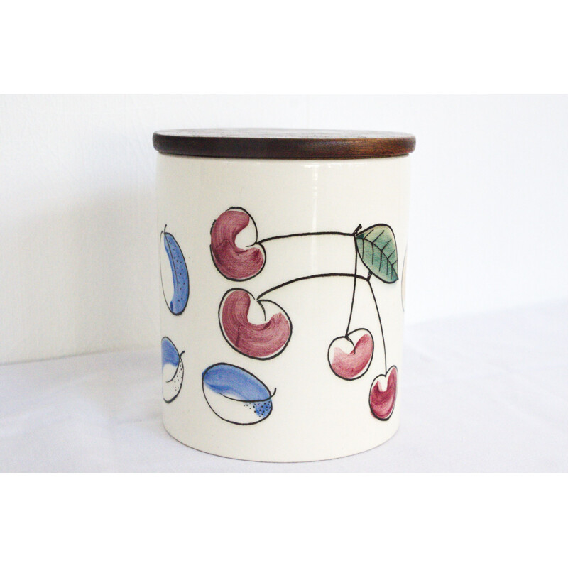 Mid century ceramics lidded box with fruit motifs by Limburg Dom, 1960s