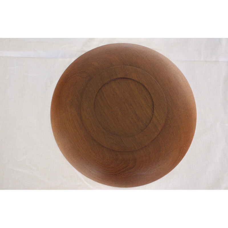 Vintage flat teak bowl, 1960s