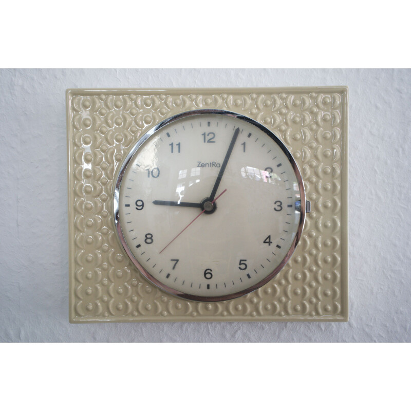 Ceramic vintage kitchen clock with electronic movement by ZentRa, 1960s