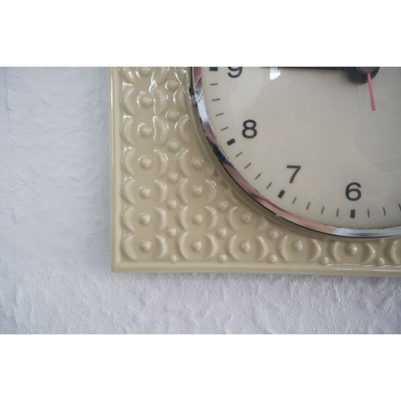 Ceramic vintage kitchen clock with electronic movement by ZentRa, 1960s