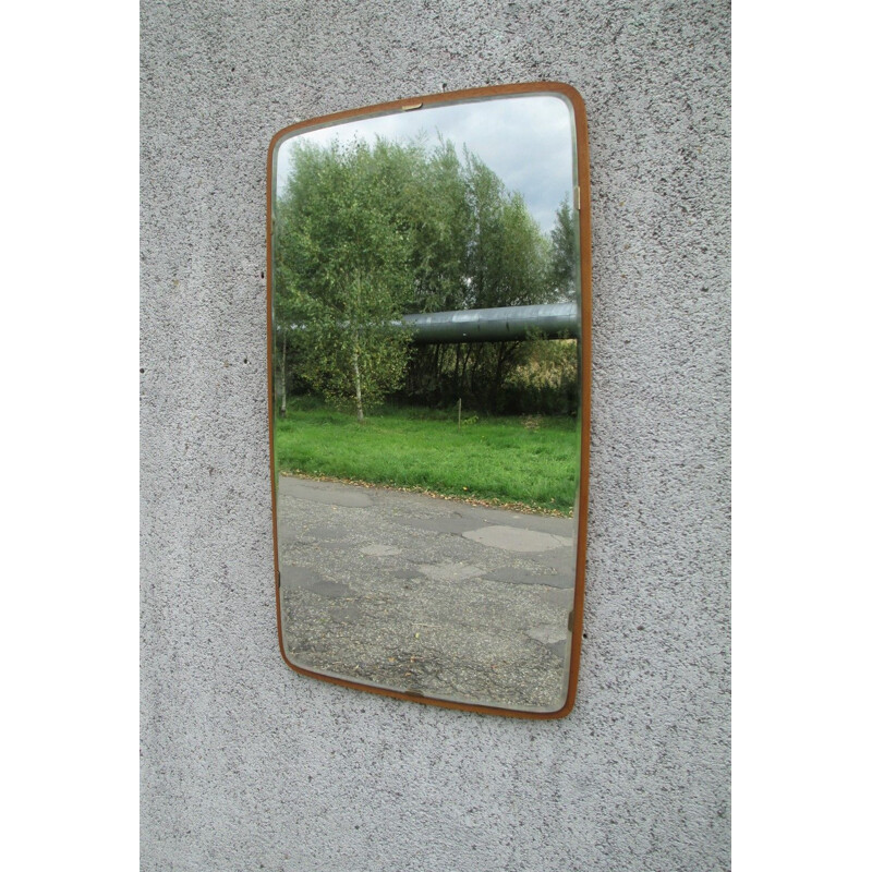 Specchio vintage con cornice in legno, Svezia 1960