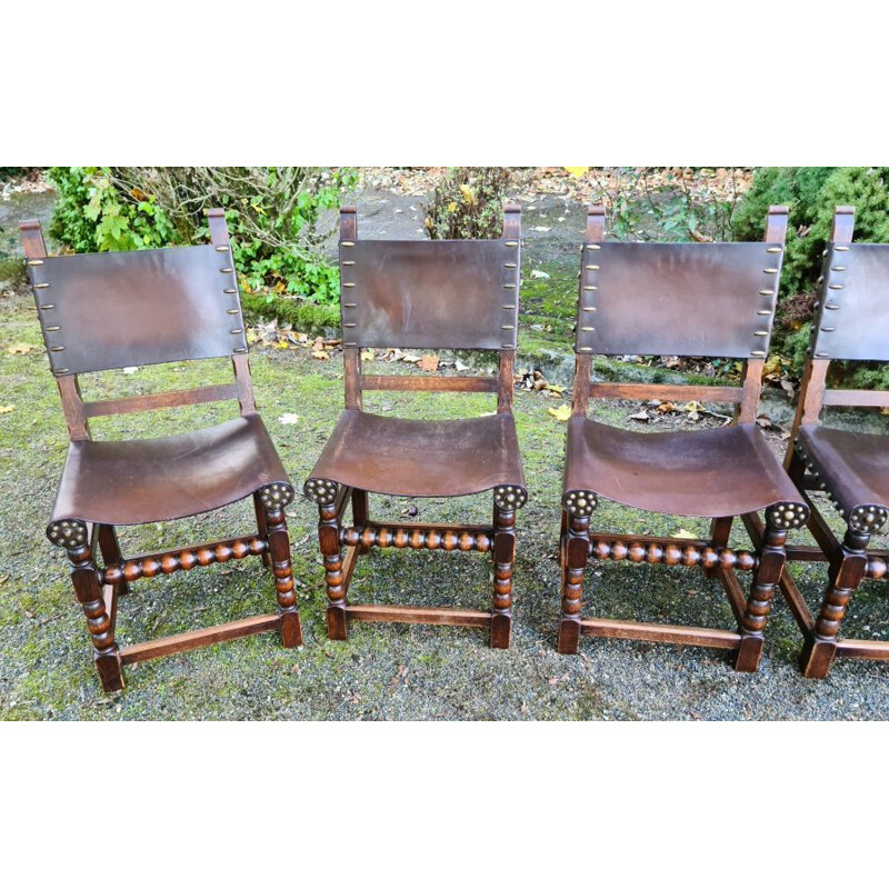 Lot de 6 chaises vintage en cuir