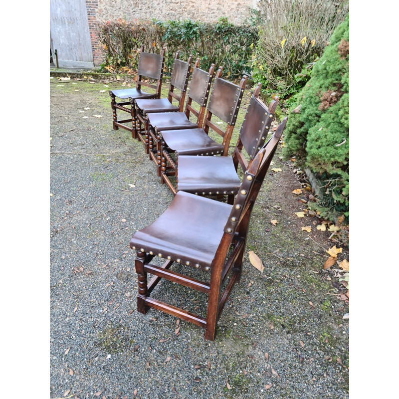 Set of 6 vintage leather chairs