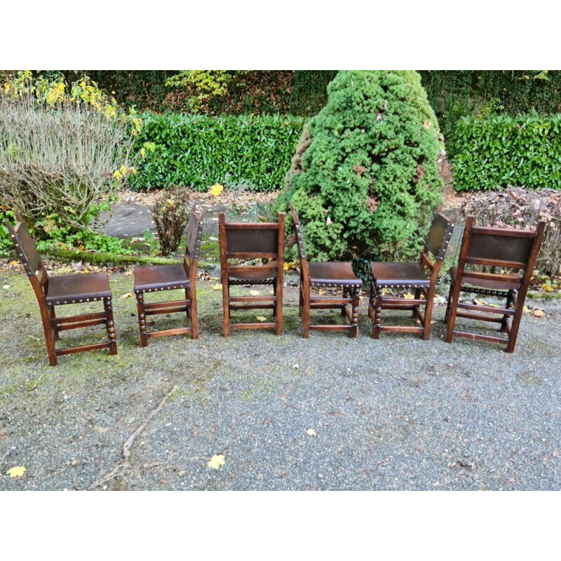 Lot de 6 chaises vintage en cuir