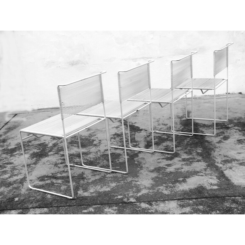 Set 4 vintage Spaghetti steel chairs by Giandomenico Belotti for Fly Line, 1970s