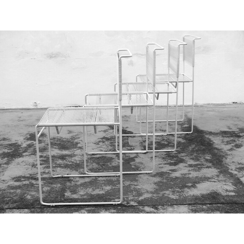 Conjunto de 4 cadeiras Spaghetti vintage em aço da Giandomenico Belotti for Fly Line, 1970
