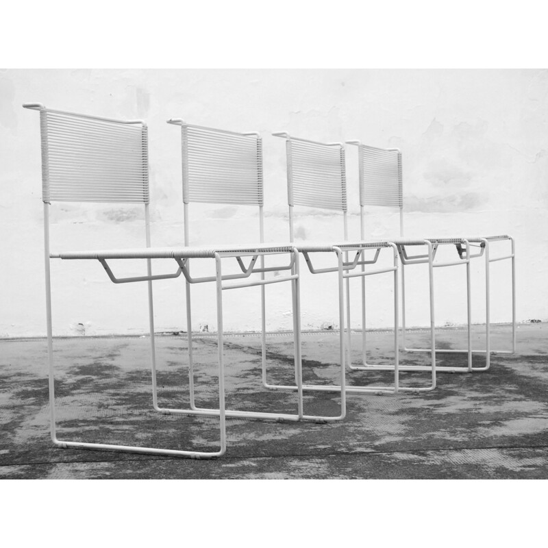 Set van 4 vintage Spaghetti stoelen in staal van Giandomenico Belotti voor Fly Line, 1970