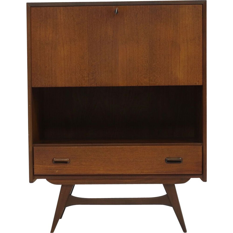 Teak vintage secretary by Louis Van Teeffelen for WeBE, Holland 1950s