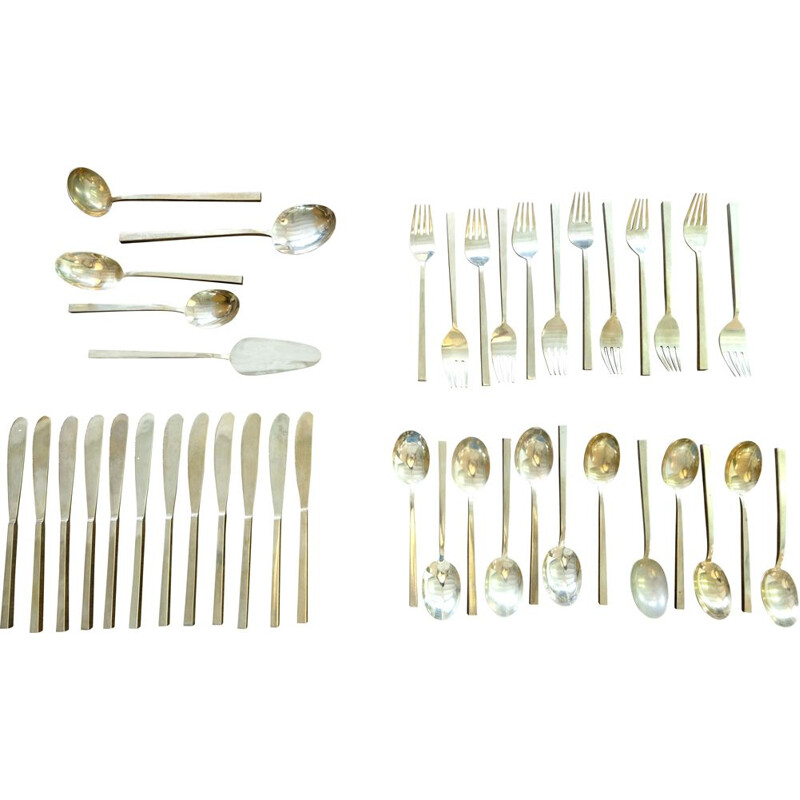 Lot of 41 pieces of vintage bronze flatware by Sigvard Bernadotte for Scanline, 1950