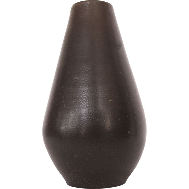 Vase vintage en céramique brun, Suède 1960