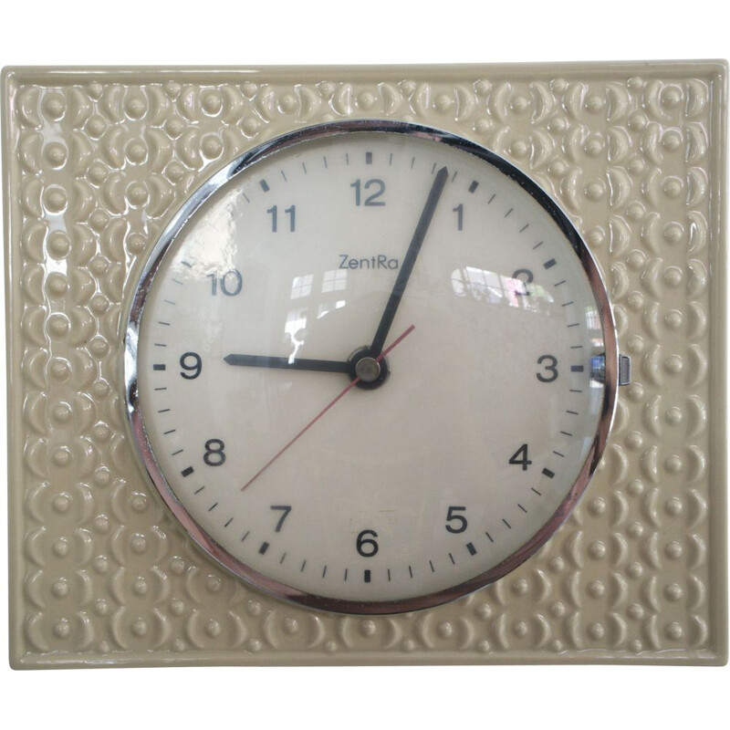 Ceramic vintage kitchen clock with electronic movement by ZentRa, 1960s