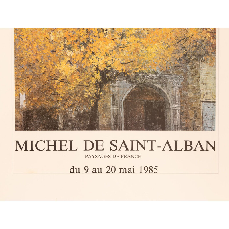 Cartel de la exposición "Paysages de France" vintage de Michel de Saint-Alban, 1985
